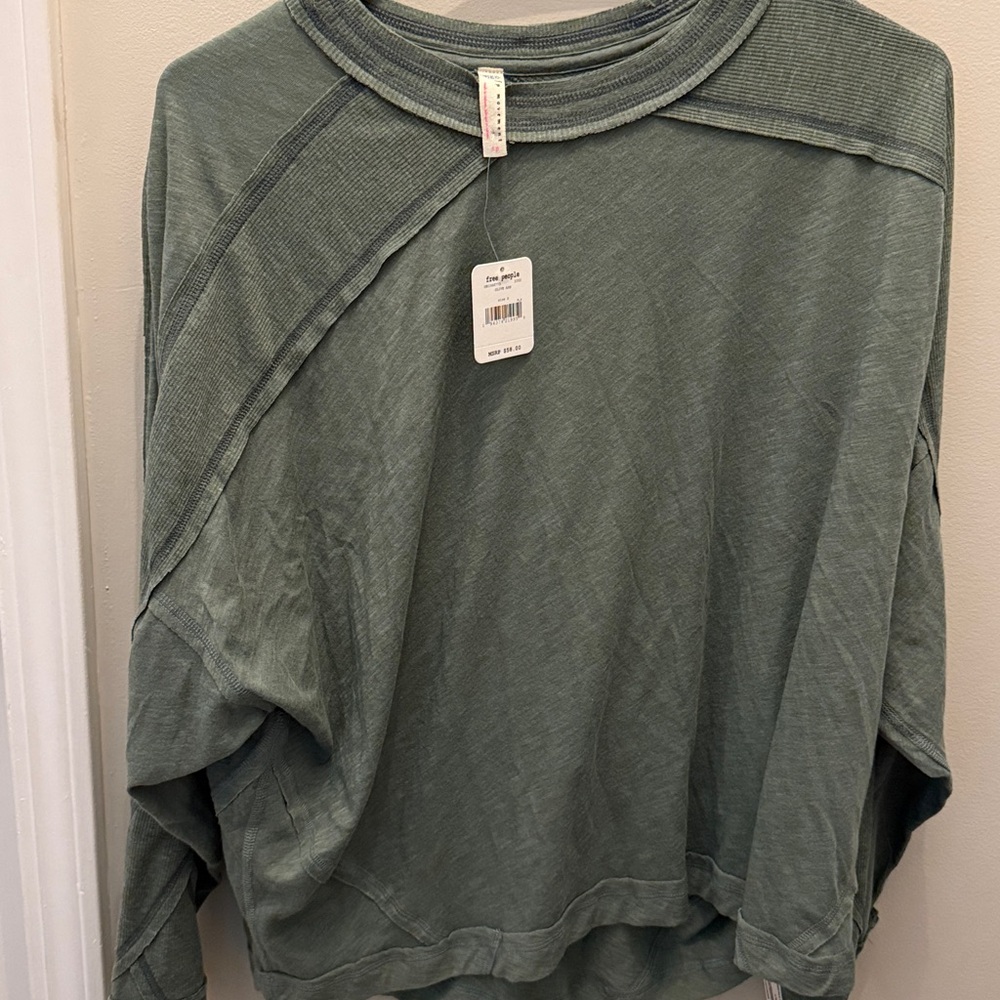 Free People Green Long Sleeve Top